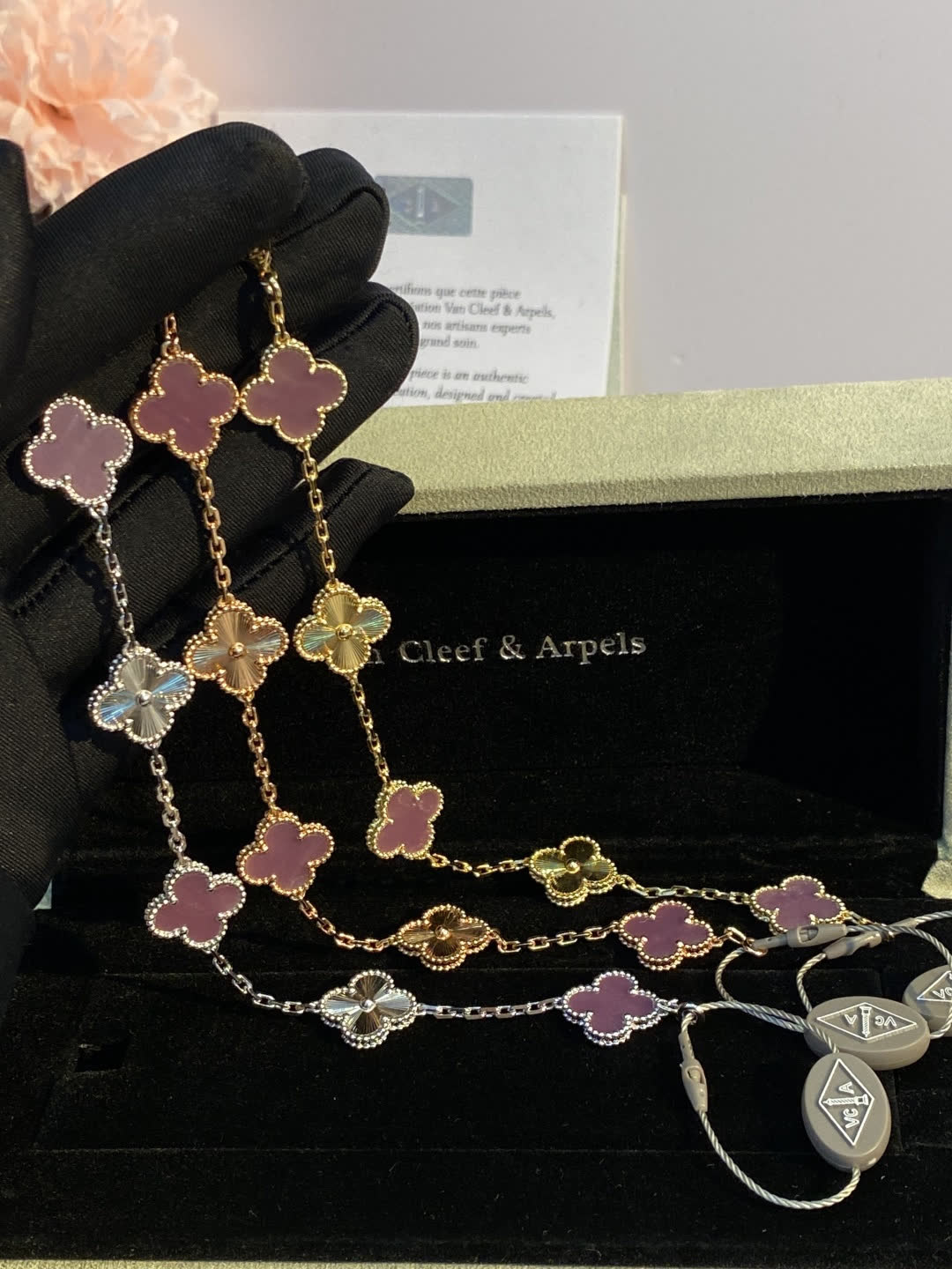 Van Cleef & Arpels Alhambra Pink Enamel Bracelet Van Cleef & Arpels Alhambra Pink Enamel Bracelet